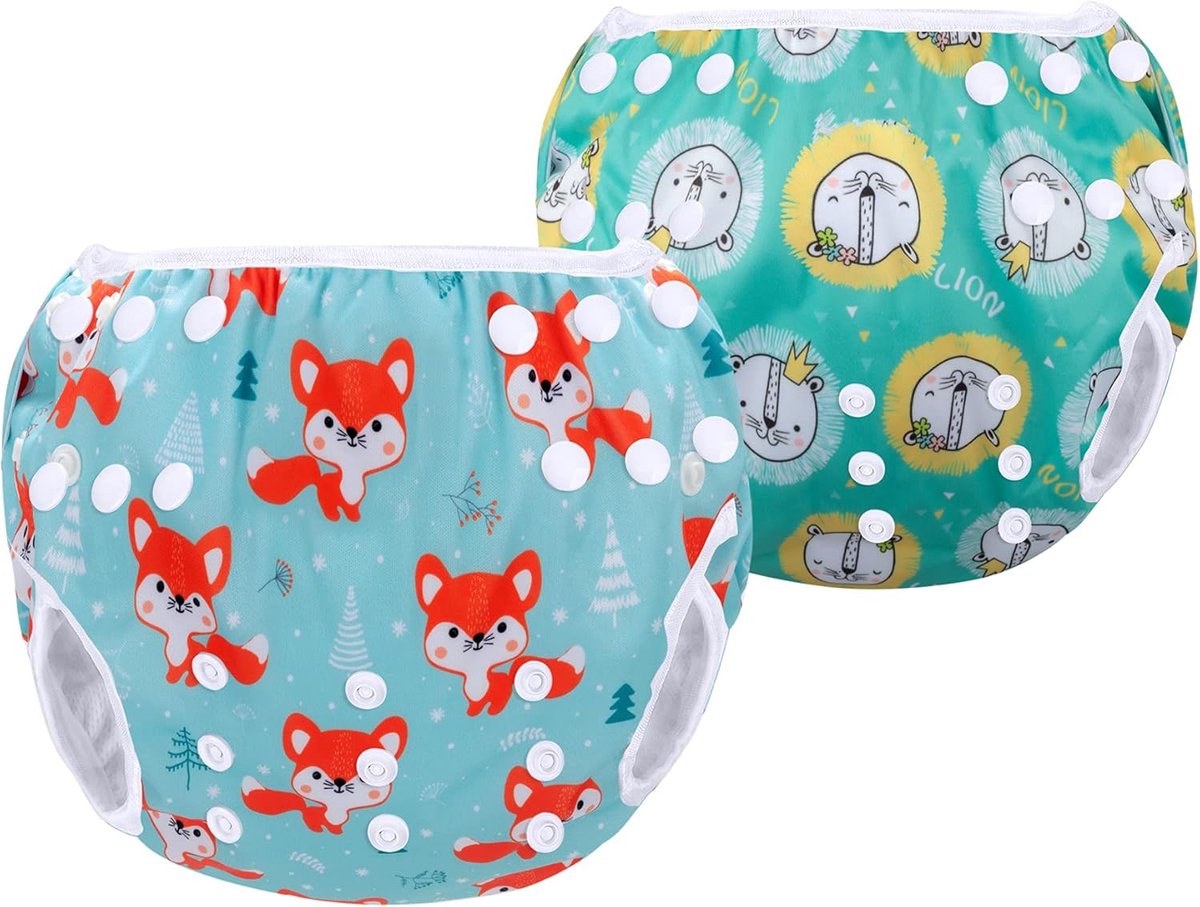 SnelShoppen - Herbruikbare zwemluier Set van 2 - Verstelbare zwemluiers voor Baby (0-3 jaar) - Waterdichte Polyester PUL - Comfortabele Mesh Voering -
