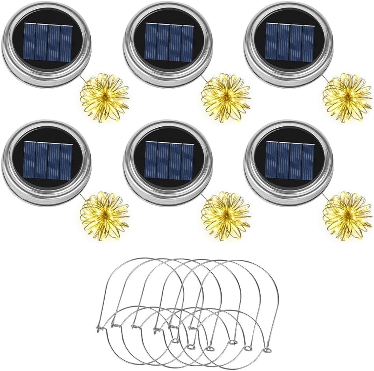 SnelShoppen - Solar Spare Parts - 6 x 7.5cm Lichtkap, IP44 Waterdicht LED Paneel voor Tuinlamp, Patio, 2m Warm Witte Fairy Lights DIY