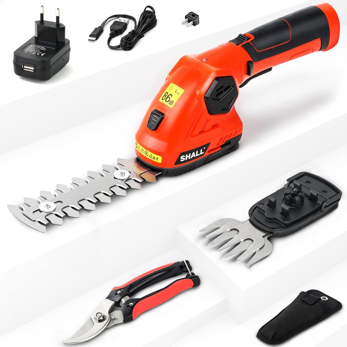 Thijox - 2-in-1 Draadloze Grasschaar en Struikgewas, Elektrische Heggenschaar met 7,2 V Oplader voor Tuin, Gazon en Struiken, Handgrastrimmer voor Eff