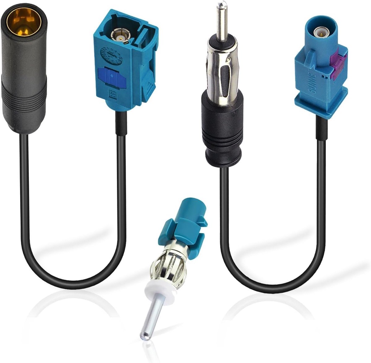 SnelShoppen - 2x Fakra naar DIN ISO Autoraudio Antenna Kabel, DAB FM Radio Adapter Kabel met Fakra-Z Plug naar DIN Plug voor Stereo Audio Ontvanger HD