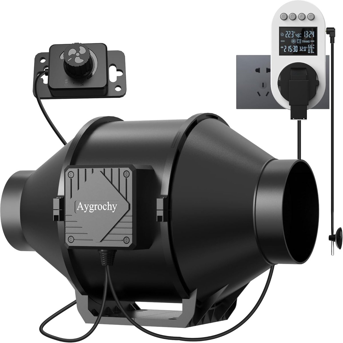 SnelShoppen - Verstelbare Buizenventilator 100 mm, 363 m³/h Afzuiger, EC Motor, Slimme Stekker, Ideaal voor Kelder, Garage, Keuken, Badkamer, Groei Te