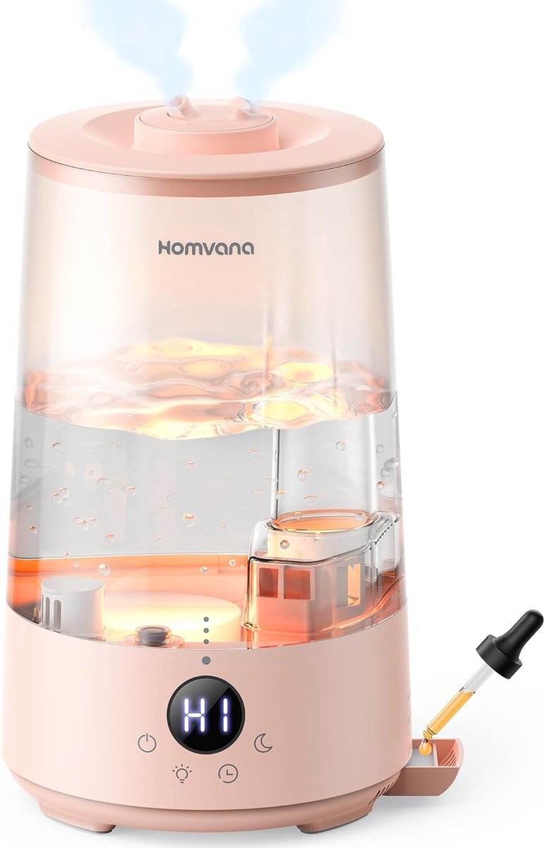 SnelShoppen - Topvul Luchtbevochtiger 3.6L met Aromatherapie en Stemmingslicht 360° - 34 Uur Duurzaam en Stil 23 dB - BPA Vrij voor Baby, Kinderen en