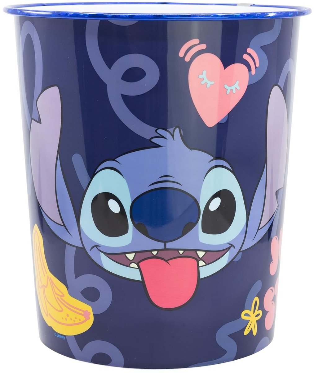 SnelShoppen - STOR Afvalbak Plastic Stitch 10000ml - Decoratieve Prullenbak voor Kinderkamer, Lichtgewicht en Duurzaam Ontwerp voor Jongens en Meisjes