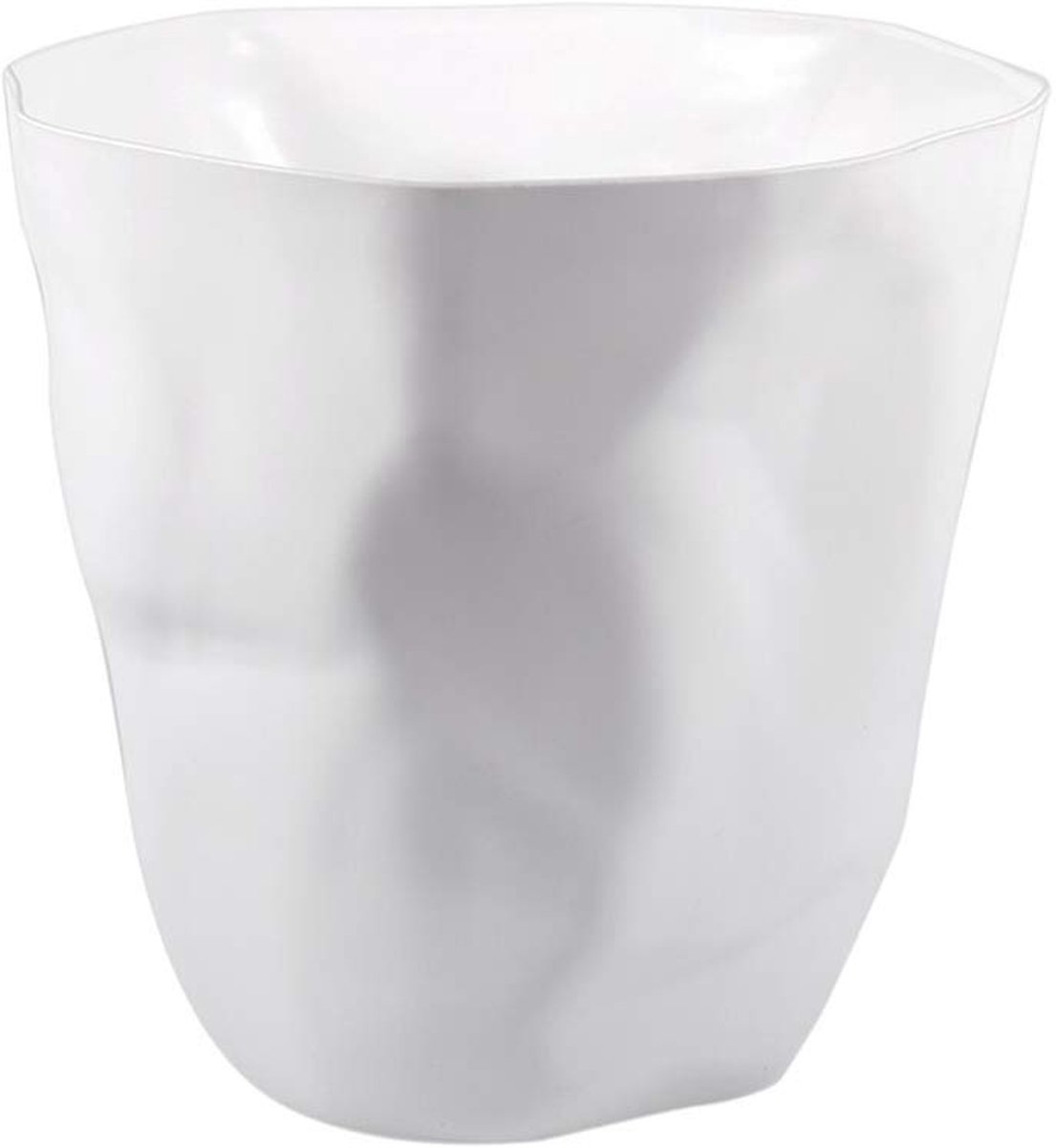 SnelShoppen - Moderne Witte Afvalbak - Paper Bin - Trash Can - Creased Design - Duurzaam Rolypropene - Voor Keuken, Kantoor, Feest - 15L