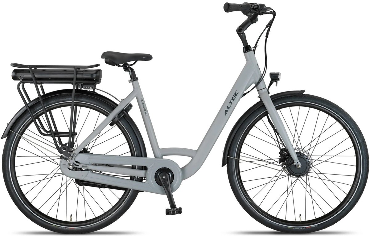 Altec Cosmos - Elektrische Stadsfiets - Elektrische Damesfiets - Hydraulische Schijfremmen - Voorwielmotor - 7 Versnellingen - 28 inch - 52 cm - Grijs