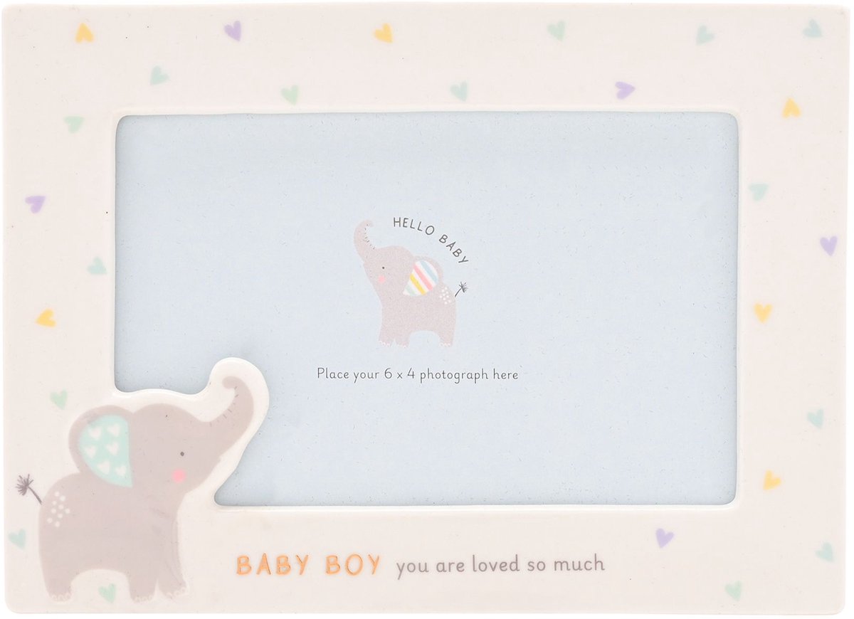 Hello baby fotolijst baby boy keramiek olifantje