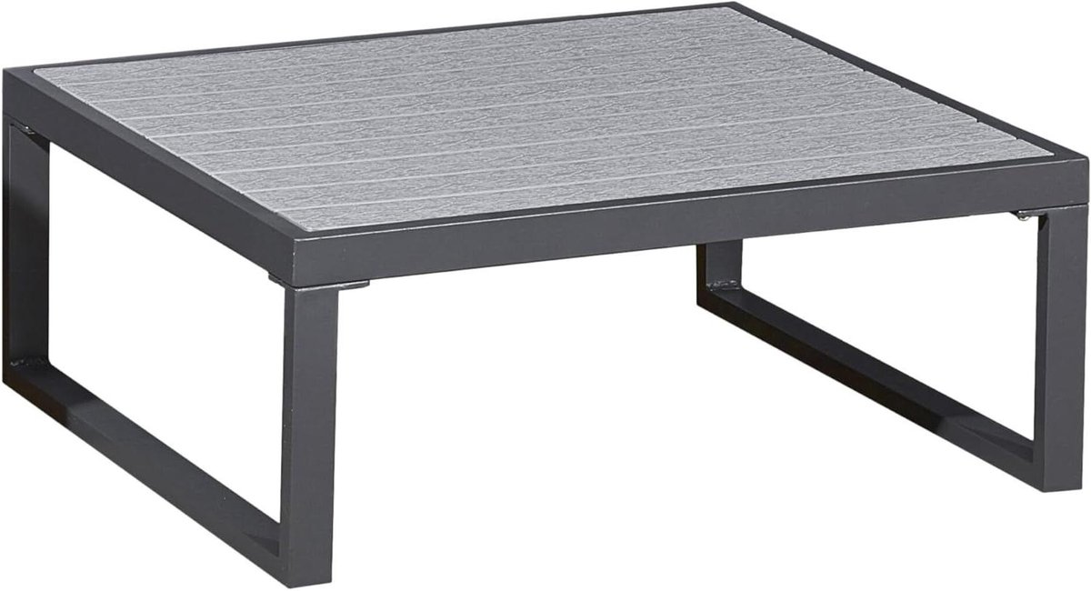 Aluminium tuintafel - Balkon salontafel - Buiten genieten - Weerbestendig aluminium - 70 x 70 x 30 cm - Grijs