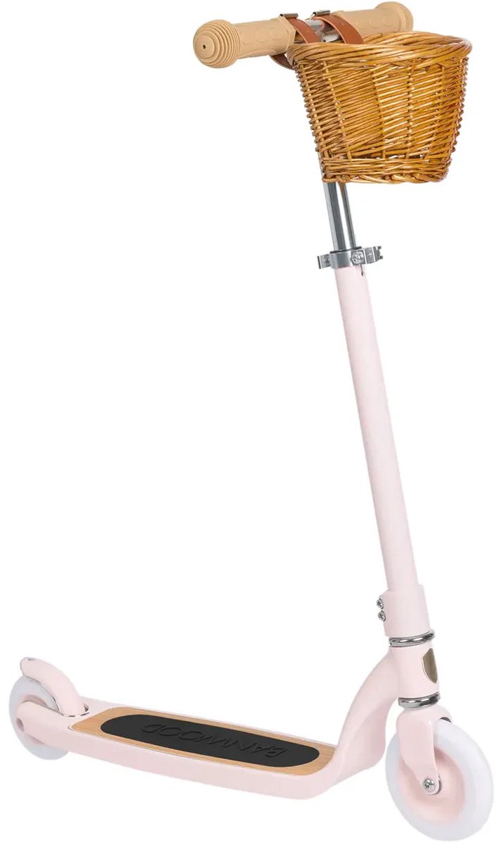 Banwood Maxi Scooter- Kinderstep met mandje - Vintage step - 6+ jaar - Pink - Licht roze