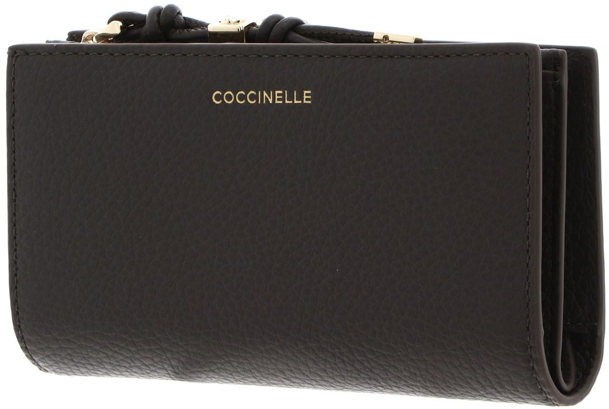 COCCINELLE Leren portemonnee Pansy Wallet Grained Leather Fango donkergroen