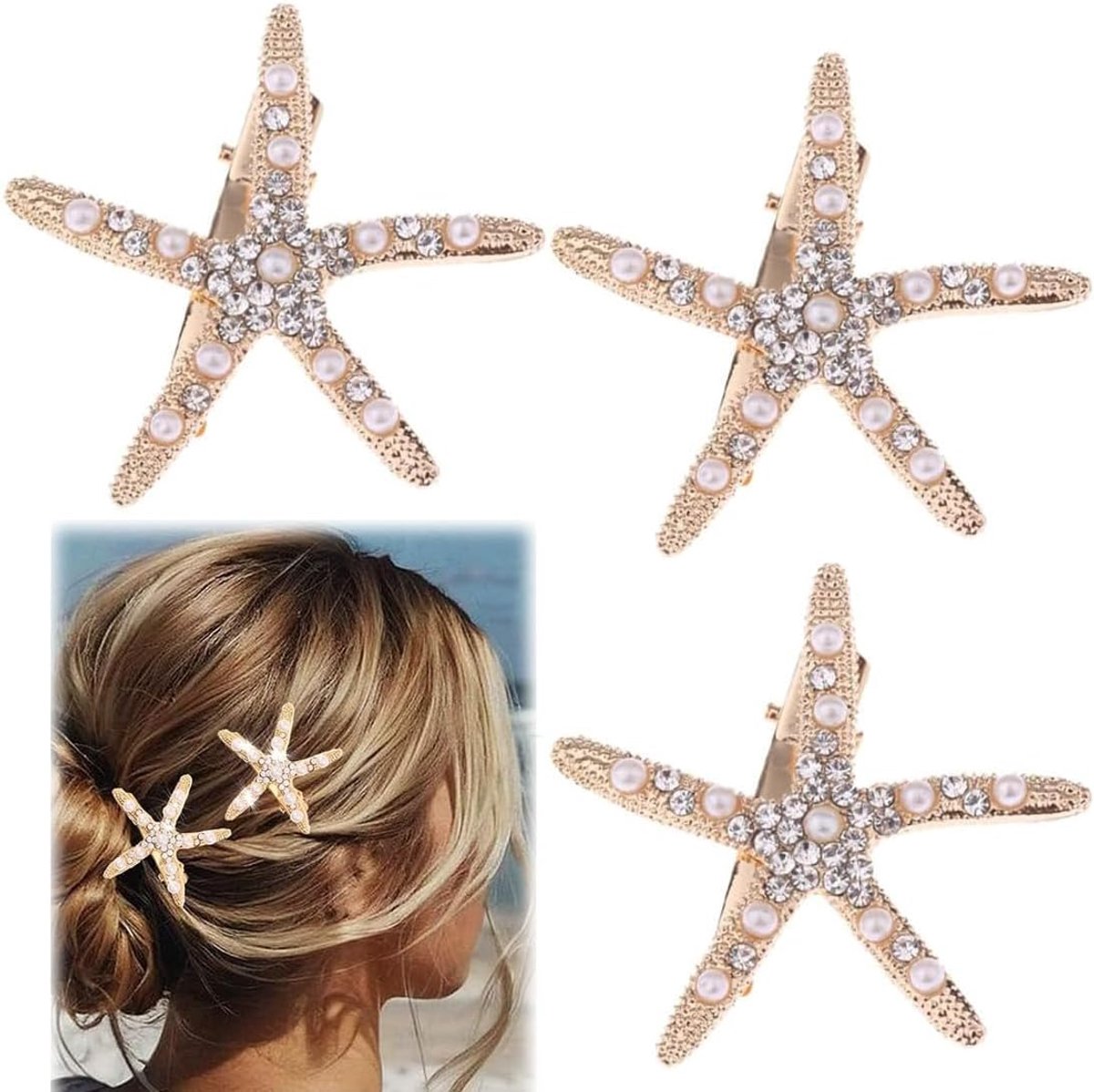 Haarspeldjes Sterrenvis - 3 Stuks - Elegante Haaraccessoires - Perfect voor Bruiloft en Mermaid Kostuum - ShopVlot
