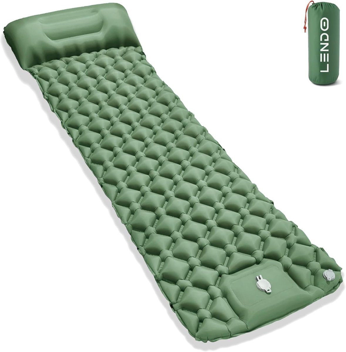 Thijox - Campingmatras 195 x 60 cm, Zelfopblazende Trekkingmatras met Kussen, Ultralicht en Draagbaar, Ideaal voor Kamperen, Outdoor Activiteiten en F