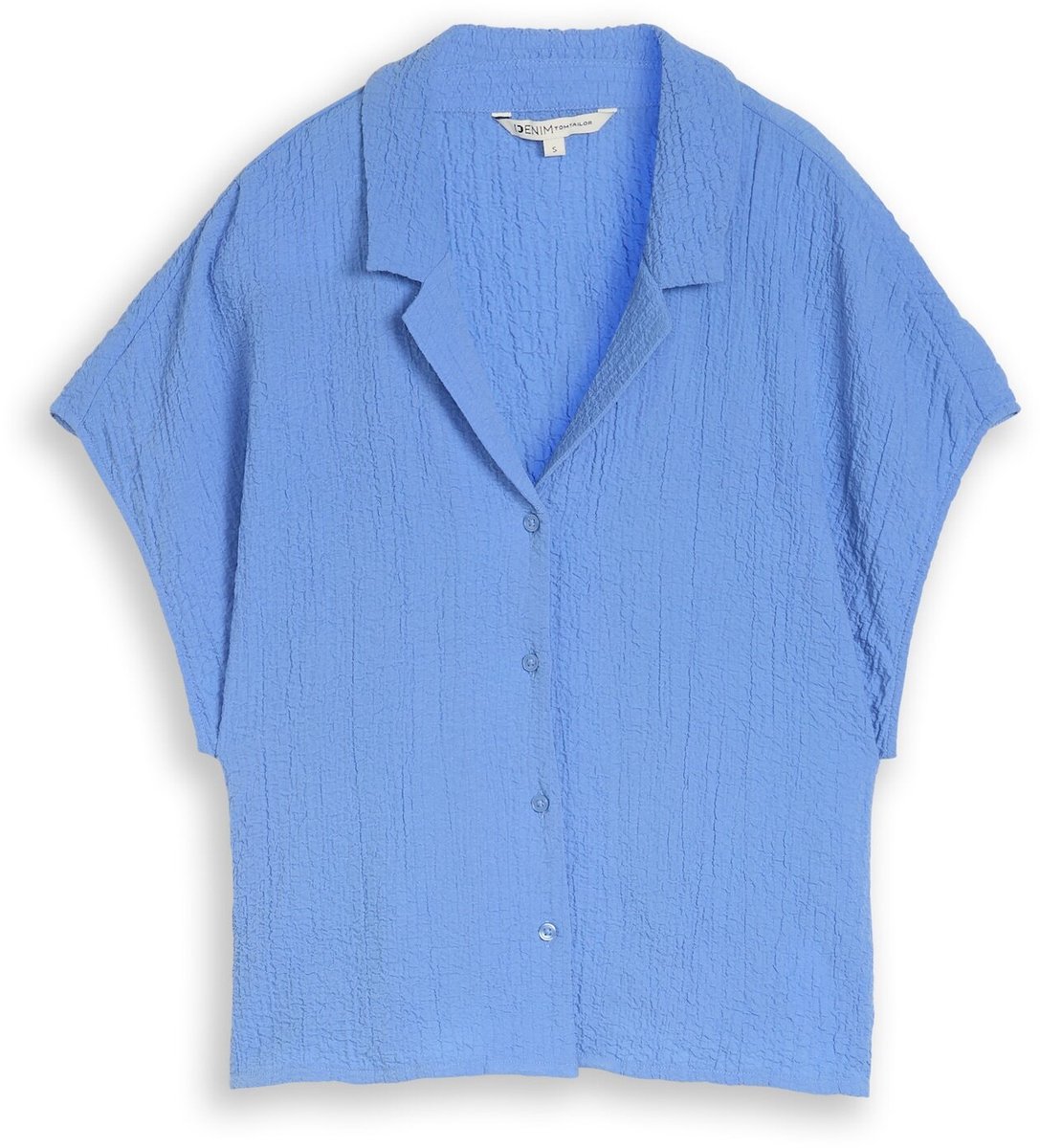 Tom Tailor Denim - Seersucker resort-blouse - Maat XXL - Bonnet Blue