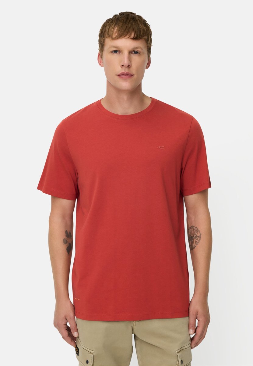 camel active fleXXXactive© T-Shirt met 4-weg stretch - Maat menswear-3XL - Terra Rood