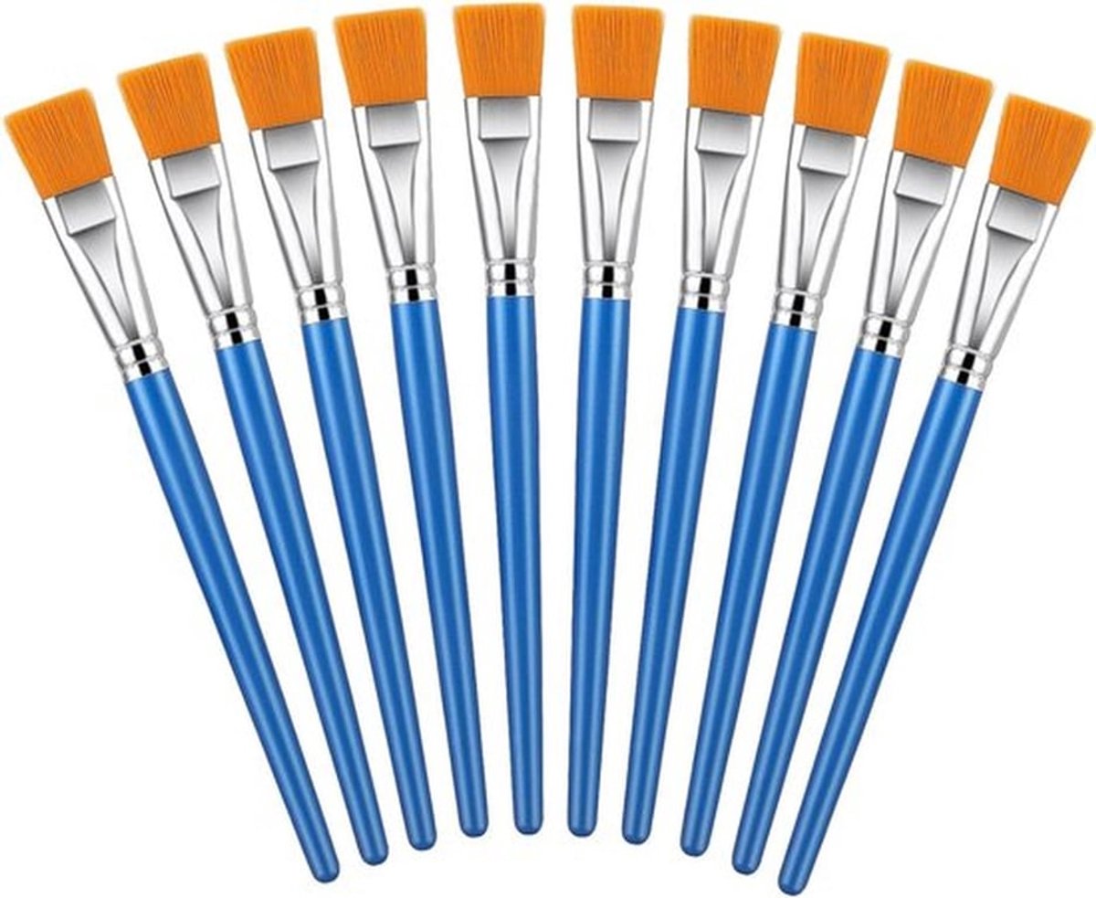 Set van 10 Professionele Verfkwasten voor Acryl, Waterverf en Olieverf - Ideaal voor Schilderen en Kunstprojecten