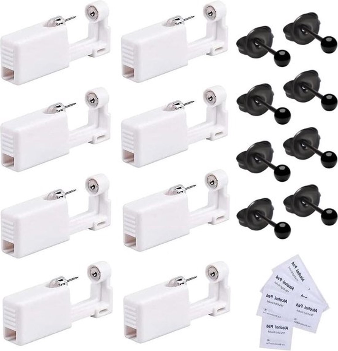 8 stuks steriele oorpiercingpistolen - veilige wegwerpset met oorstekers - piercingaccessoires - Roestvrij staal .