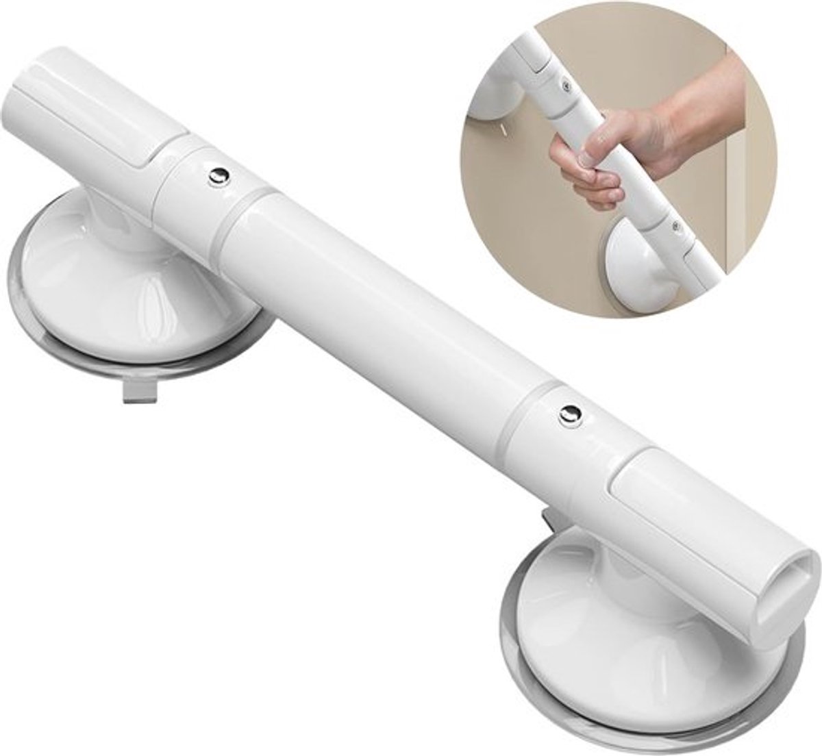 Handgreep Badkamer 35 Cm - Badgreep - Douchegreep - Fluorescentie - Veiligheidsgreep - Handvat Voor Ouderen En Kinderen - Handgreep / Wandgreep Voor Badkamer / Douche / Toilet - Wit - 1 Stuk