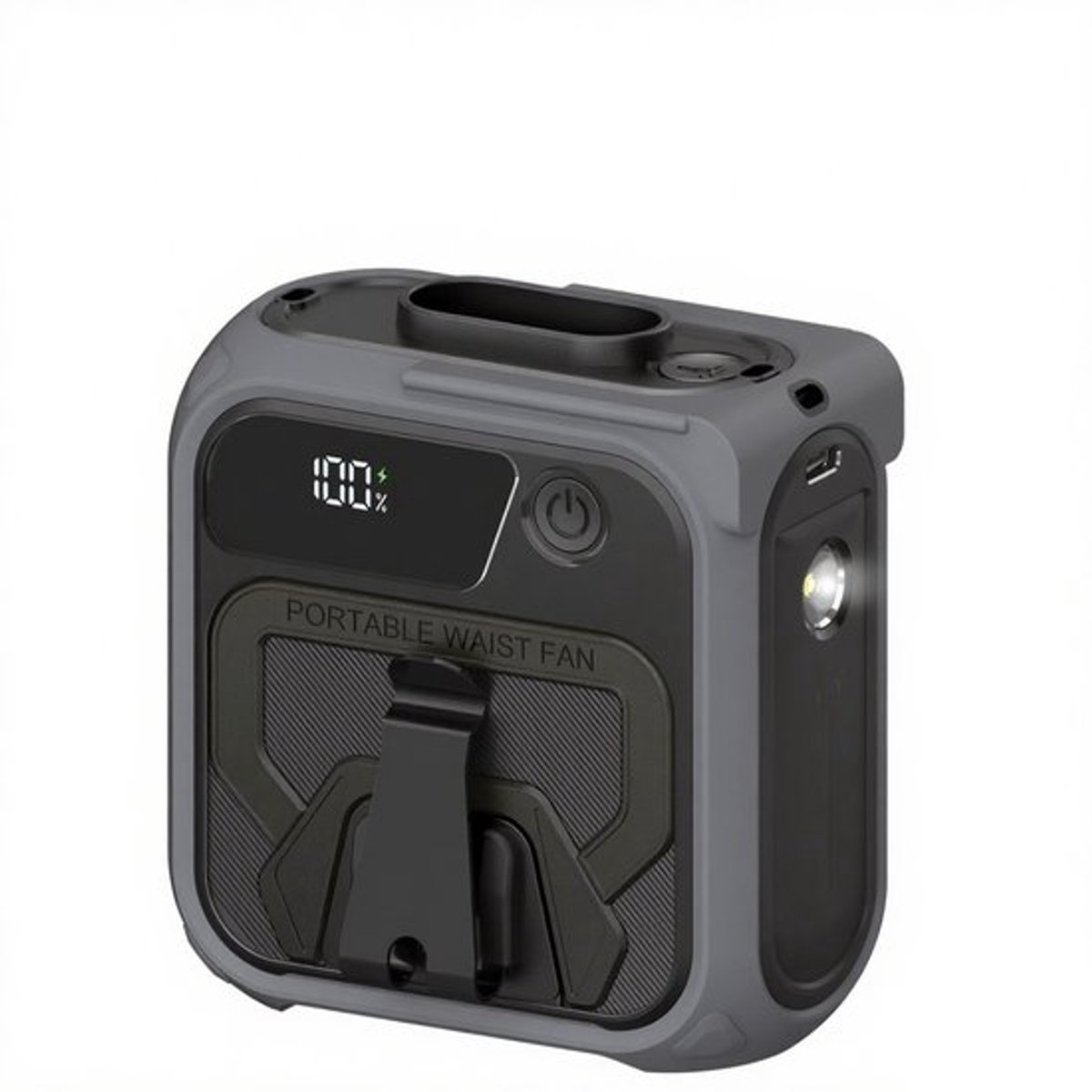 Draagbare heupventilator - Mini-ventilator - 5 snelheden 16000 tpm - Draagbare clip-on body belt shirtventilator - heupventilator - voor kamperen, reizen, buiten - Grijs