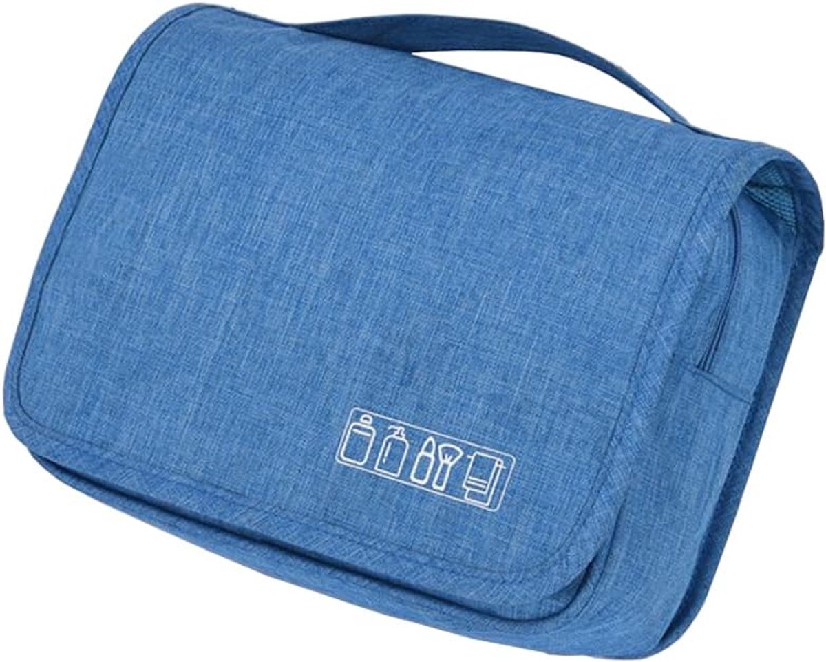 Thijox - Toilettas voor op reis, hangende reistas met meerdere vakken, metalen haken, blauw, modern design voor het organiseren van persoonlijke voorw