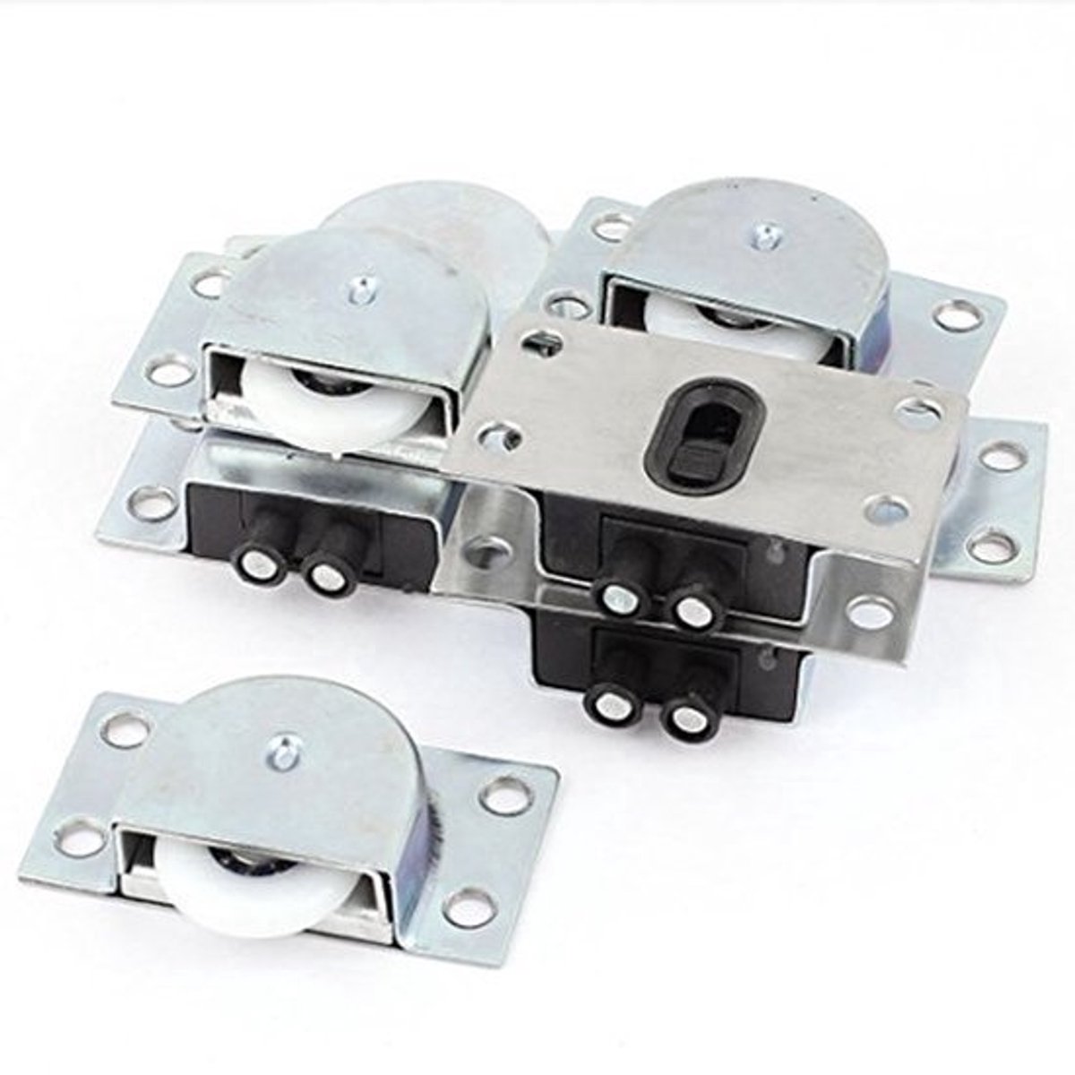 Cabinet 4-Paar Plastic Metal Glijdende Deur Roller Set - Zilver, Wit, Zwart - 5.8 x 3.4 x 1.5 cm