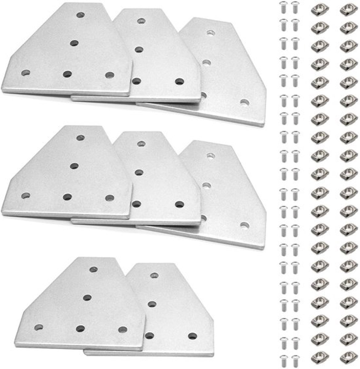 Connector 20x20 Profilverbinder Silber T 8 Stuks met 40 Stuks M5-Muttern, 40 Stuks M5-Schroeven, voor 3D-printer, Graviermachine