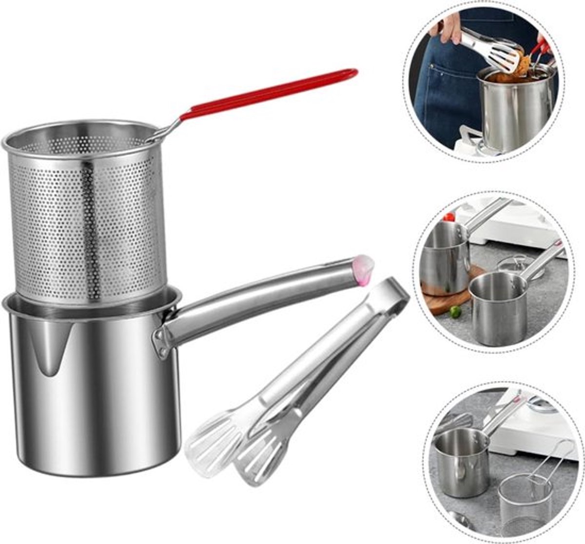 Kleine Frituur Pan - Friteuse - Met Keuken Clip - Oliebesparen - Geschikt Voor Gas En Inductie - Frietpan - Frituurpan - Huisraad Friteuse - Chipfriteuse