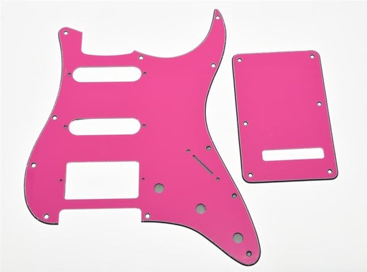11 Hole Strat Style HSS Pickguard ST Backplate Tremolo Trem Cover voor USA/Mexico Stratocaster/Strat Pink 3 Ply