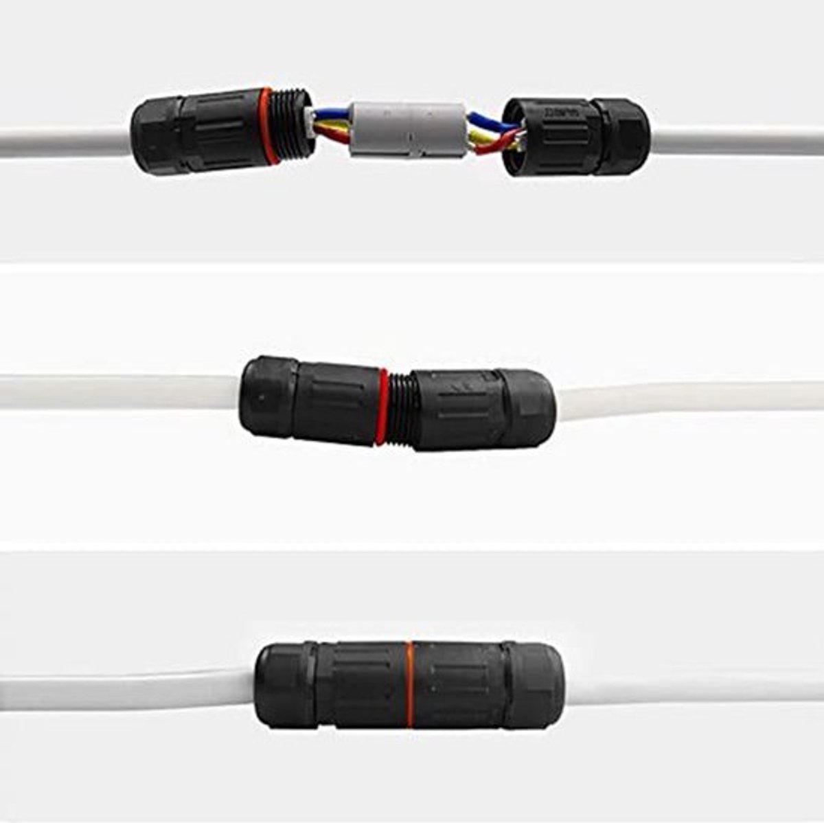 IP68 Waterdichte Kabelconnector 3-Pin 0.5mmÂ²-2.0mmÂ² 10 Stuks