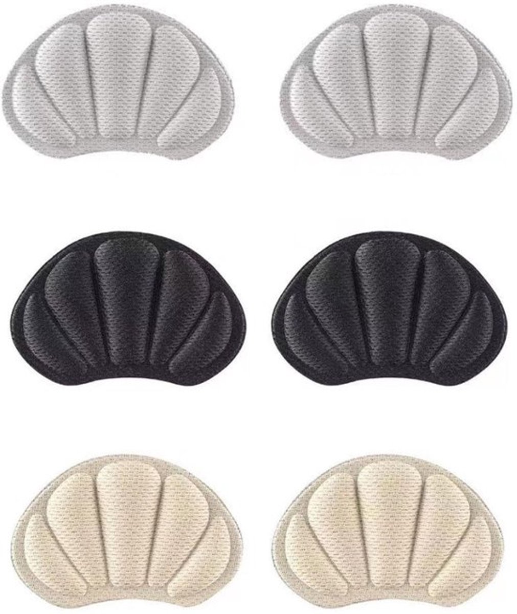 Hielpads, 3 paar kleefbare grippads, schoenpads voor losse schoenen, antislip track pads voor sneakers, hakken, sneakers, lederen schoenen te groot (maat 6)