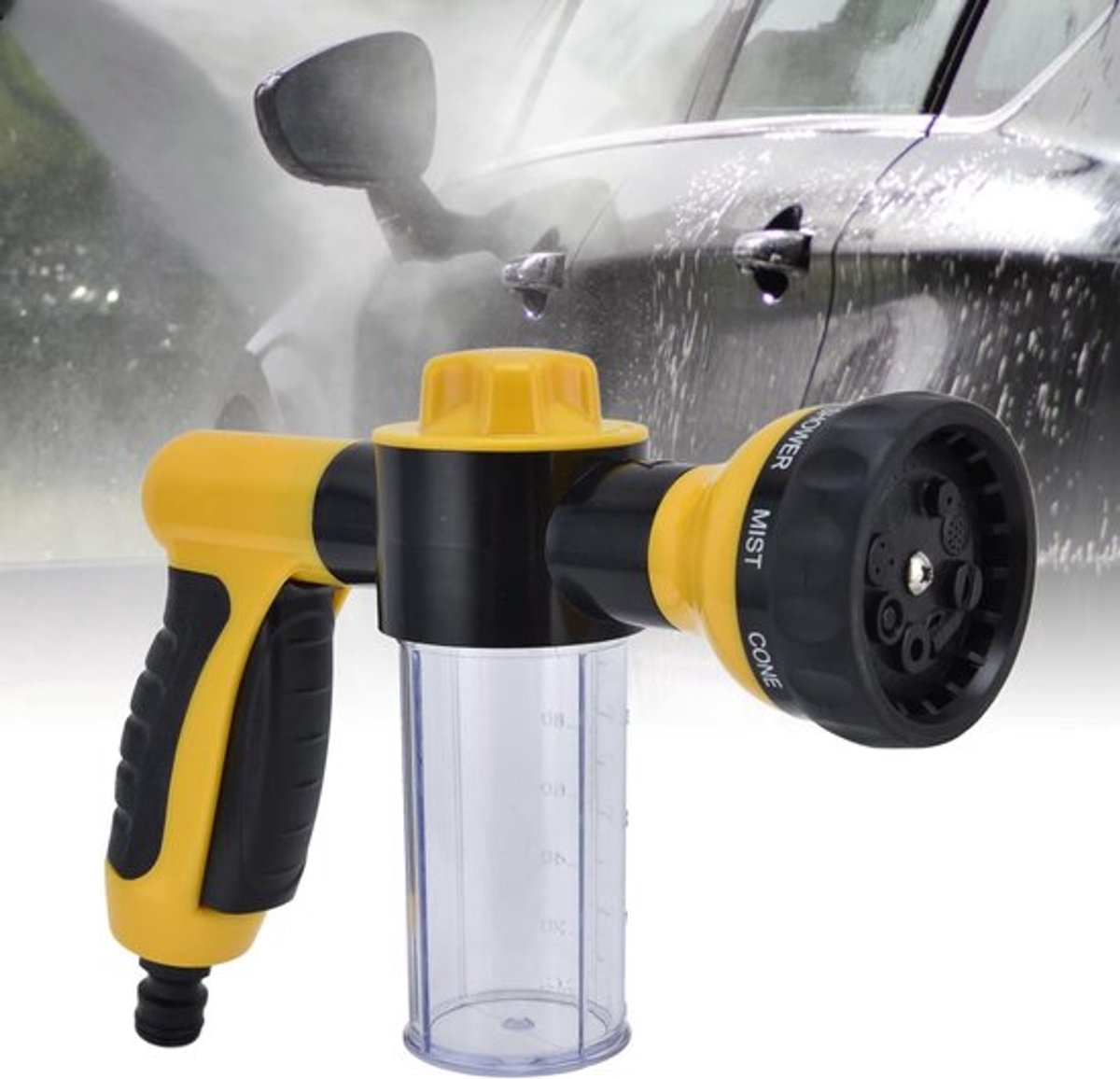 Schuimpistool -voor autowassen, ramen tuinslang wassen - hoge druk (Geel)