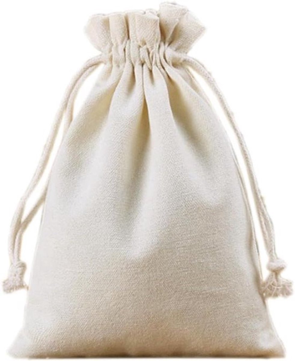 - Katoenen zakjes met trekkoord - Geschenkzakjes - Wit - Opbergzakken - Stoffen etui - Sieradenzakjes - Cosmetica - Sieraden - Cadeau - 20 x 25 cm - 10 stuks