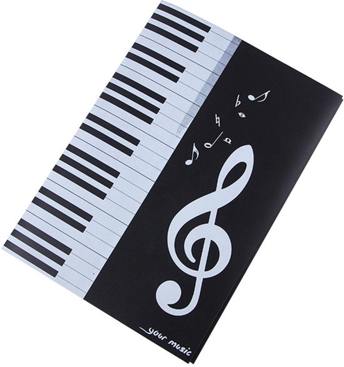 Muziekmap drievoudig A4 muziekmap voor pianospel - zwart
