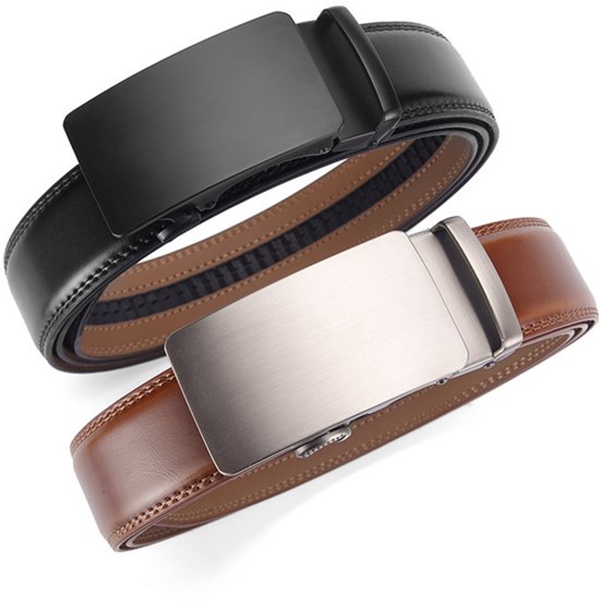 Herenriem 2-pack, ratelriem volledig verstelbaar, past op herenbroeken en jeans van 1 3/8 inch - niet knipbaar