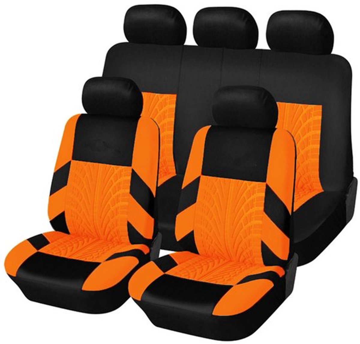 Autostoelhoezenset, polyester voorstoelbeschermer met gespleten rugleuning, ademend, dik en hoogwaardig sportstoelkussen, autoaccessoires, SUV (oranje/voor, achter)