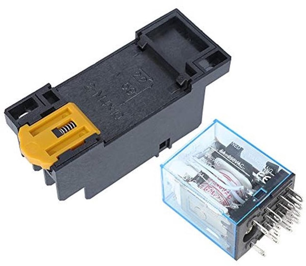14Pin MY4NJ-relais, spoelstroomrelais, vier normaal open/dicht, voor DIN-railsysteem (DC12V, 24V, AC110V, 220V)(AC220V)