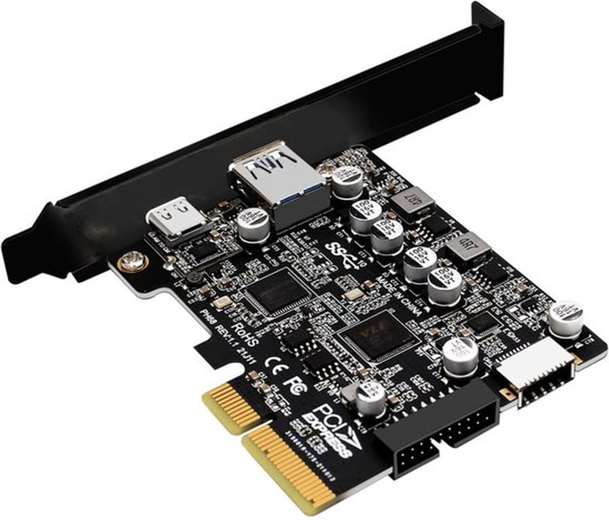 USB C PCIE kaart PCI USB 3.2 kaart USB3.2 poort+TYPE-C+voorzijde TYPE-E+19/20PIN voor Type C Voorpaneel Mount Adapter