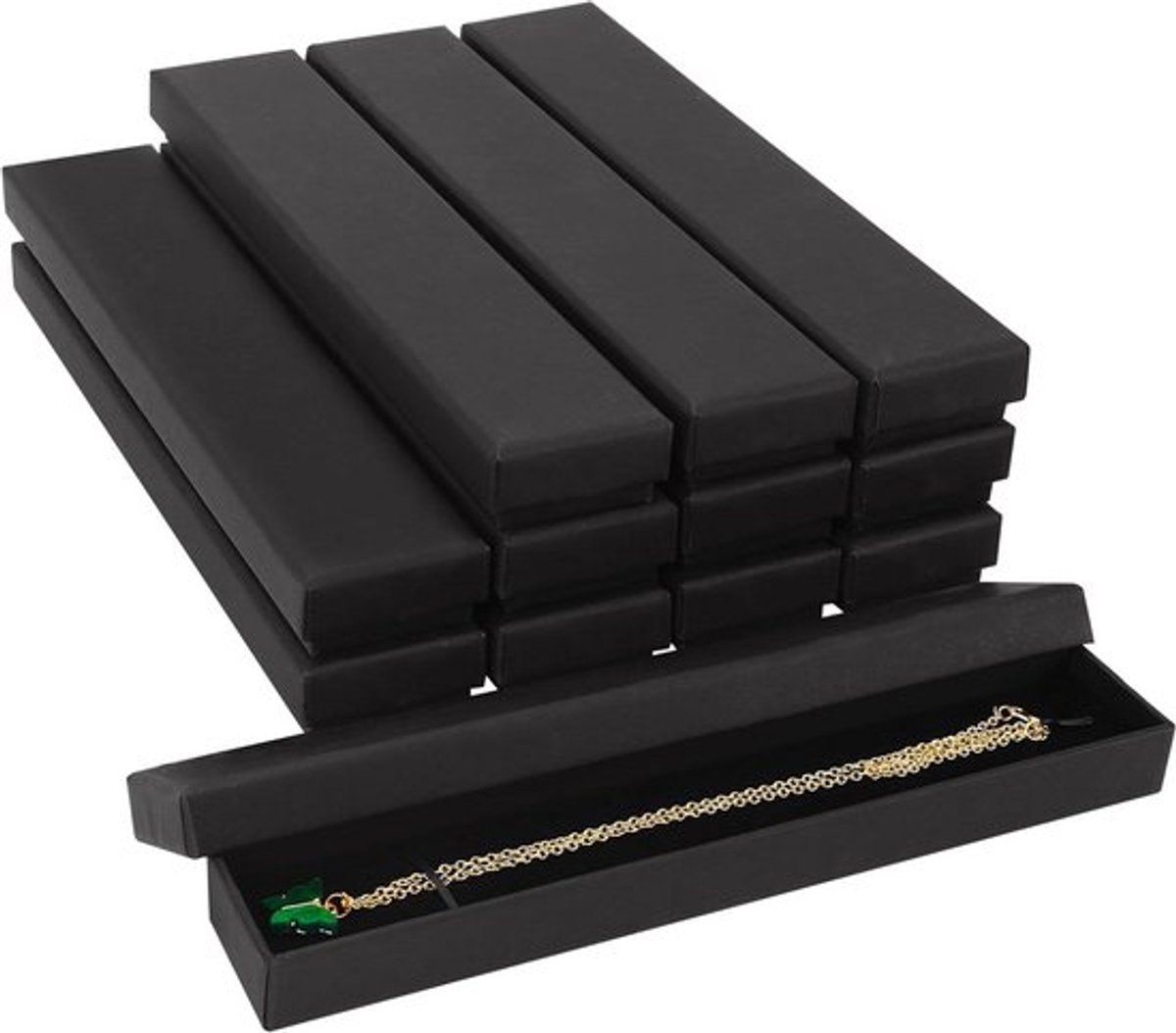 Oorbellen display dozen - Sieraden opbergsysteem - 12 stuks - Zwart - Kartonnen juwelendoosjes met schuim - Geschikt voor oorbellen, kettingen, armbanden en ringen - 21 x 4 x 2 cm