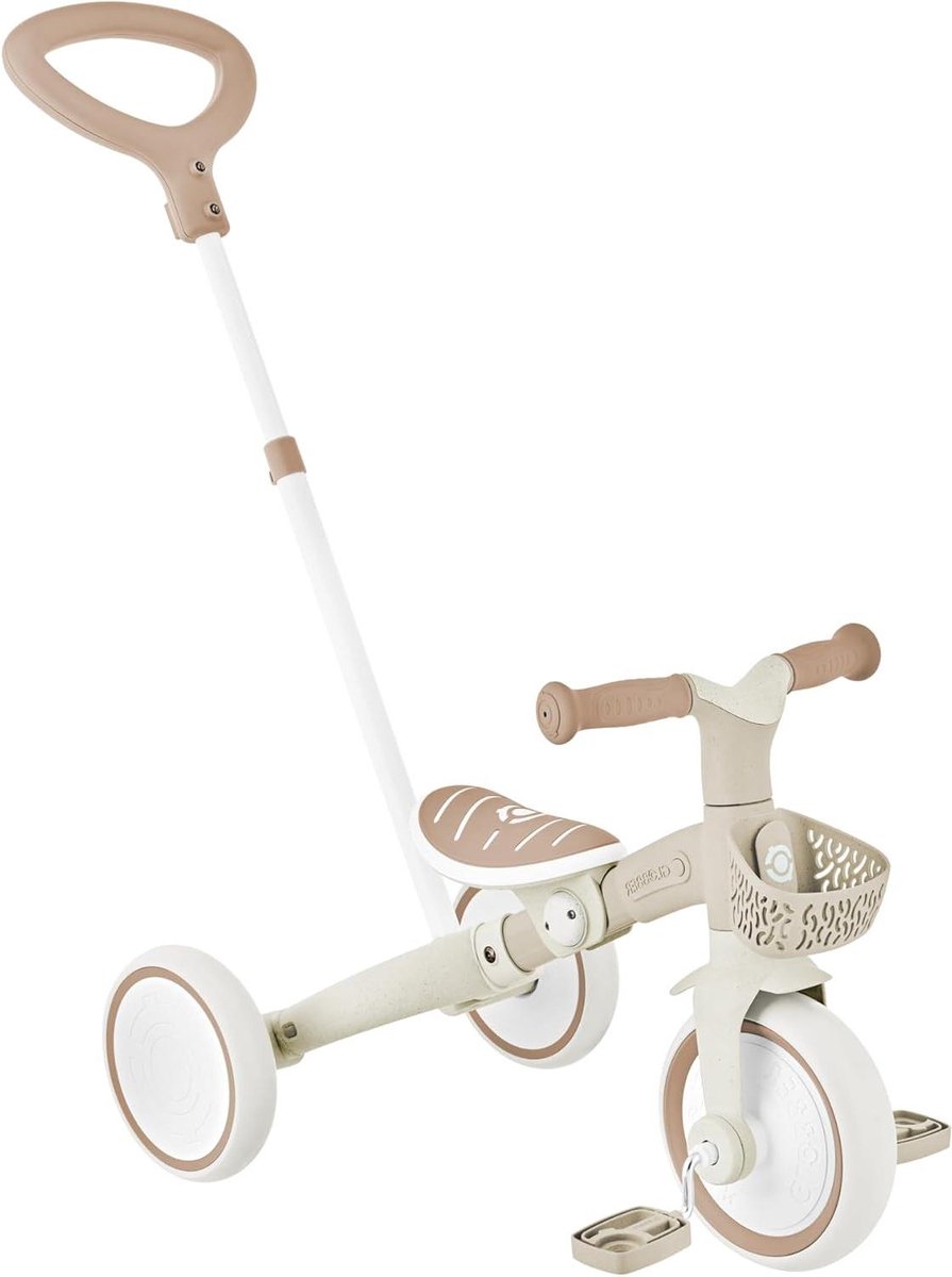Kinder driewieler - Loopfiets - Buiten spelen - Groeit mee met kind - 8/7 inch banden - Taupe