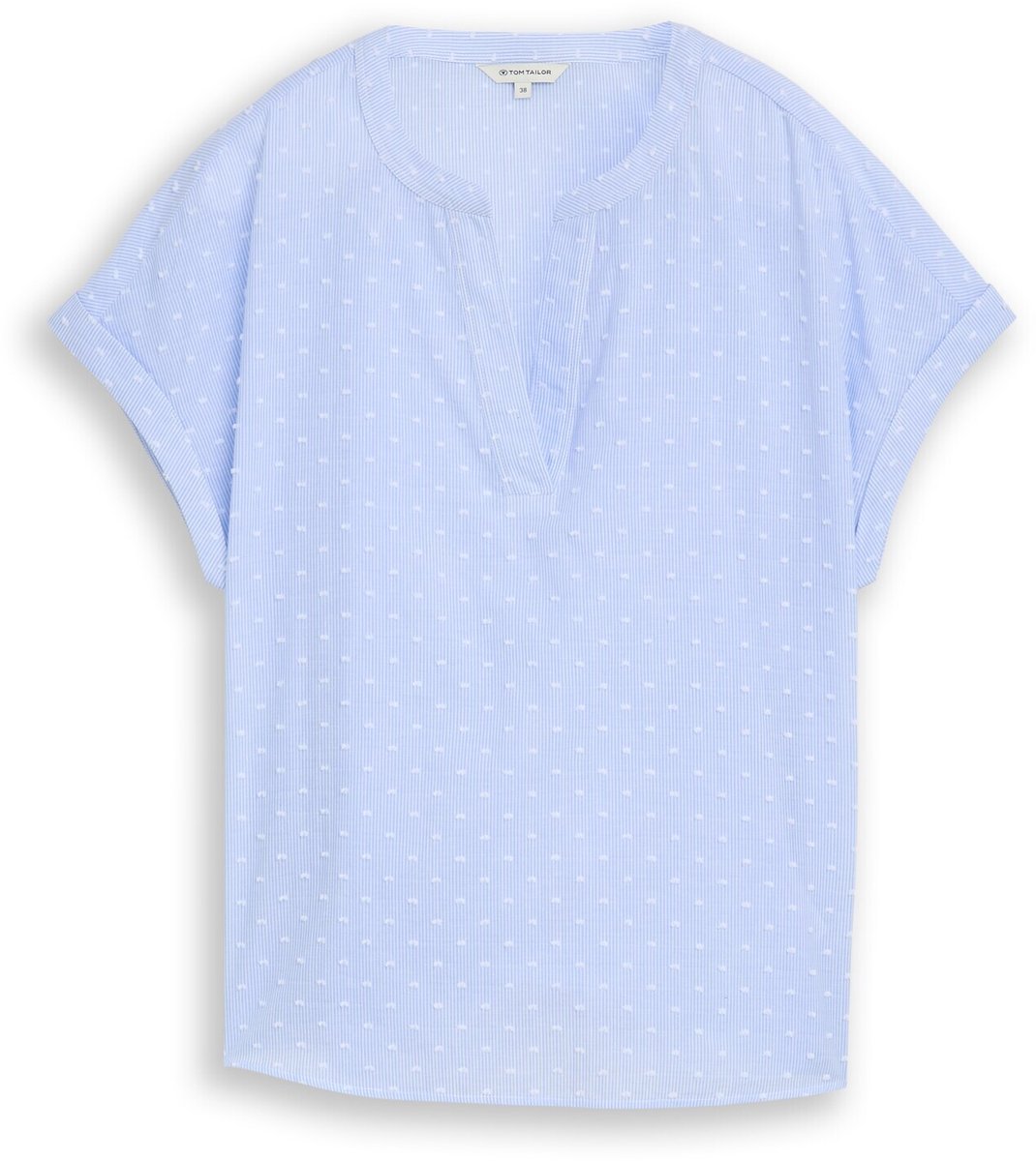 Tom Tailor - Losvallende blouse met borduursel - Maat 42 - kentucky blue dobby stripe
