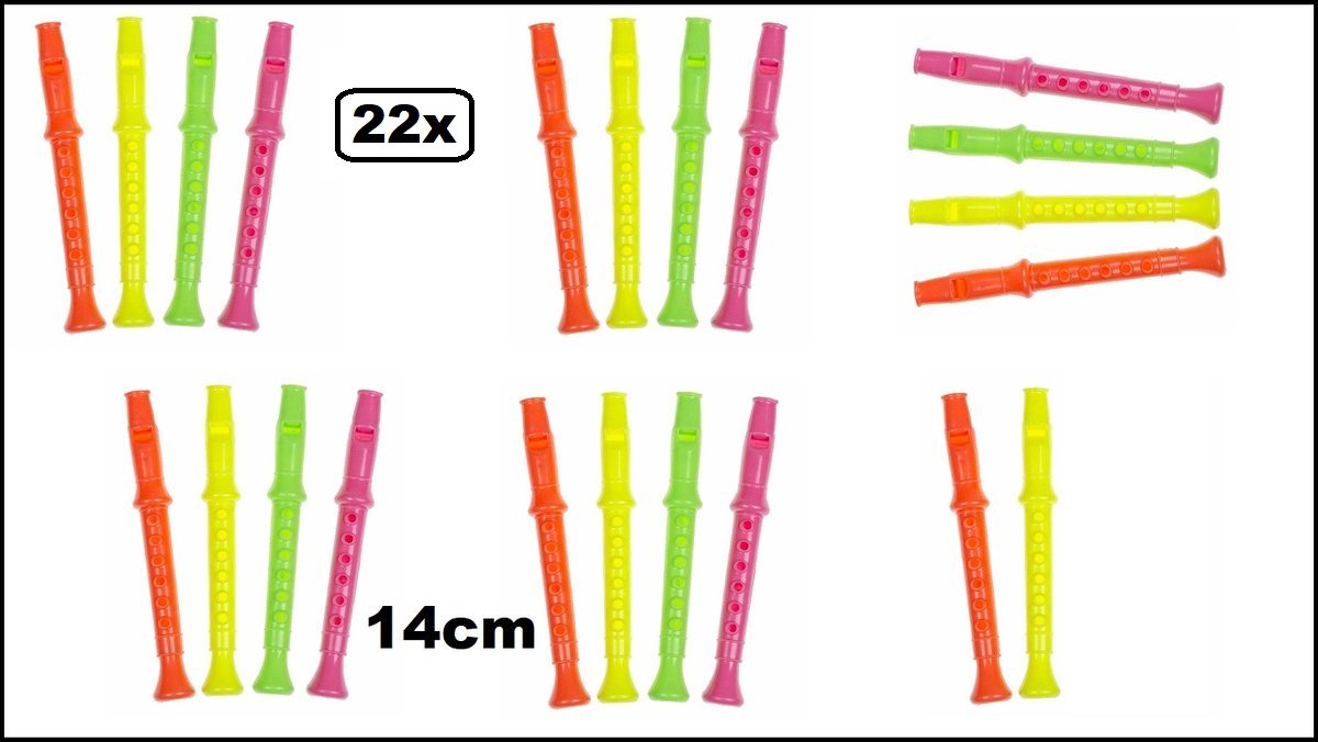 22x Blokfluit mini 14cm assortie kleuren - fluit muziek fun uitdeel verjaardag festival thema feest schoencadeautjes sinterklaas