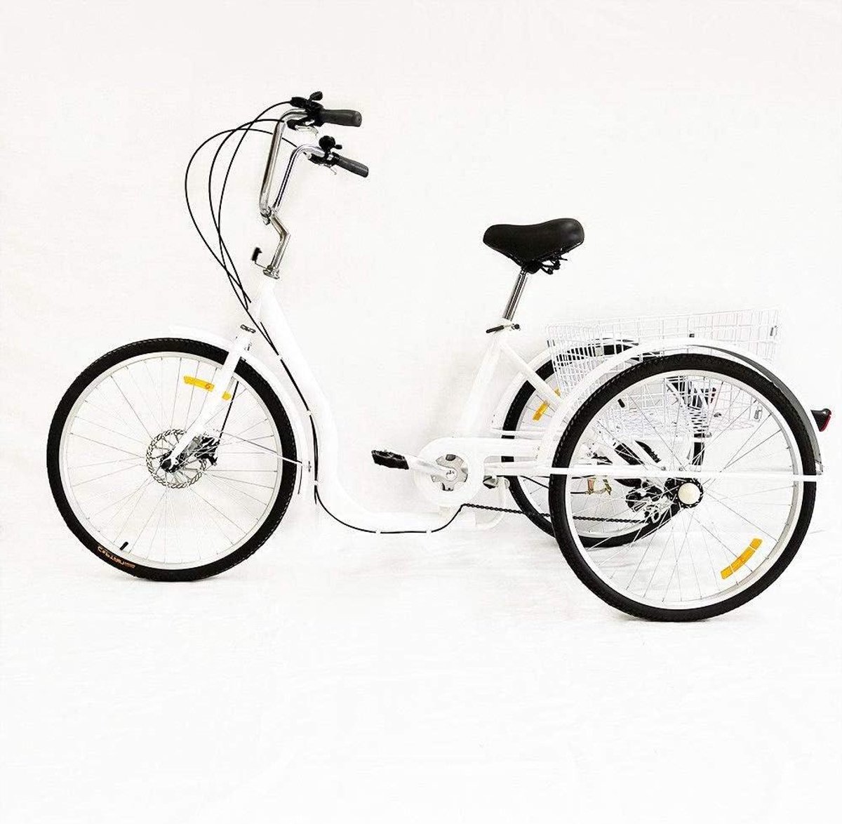 Driewieler Volwassenen - Fiets Met Mand - Boodschappen Doen - Zes Versnellingen - 66 cm - Wit