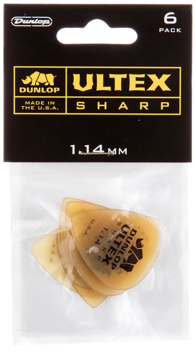 Dunlop 433P114 Ultex Sharp Pick 1.14 mm plectrumset (6 stuks)