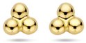 Gouden oorknoppen met drie bolletjes die een klaverblad vormen.