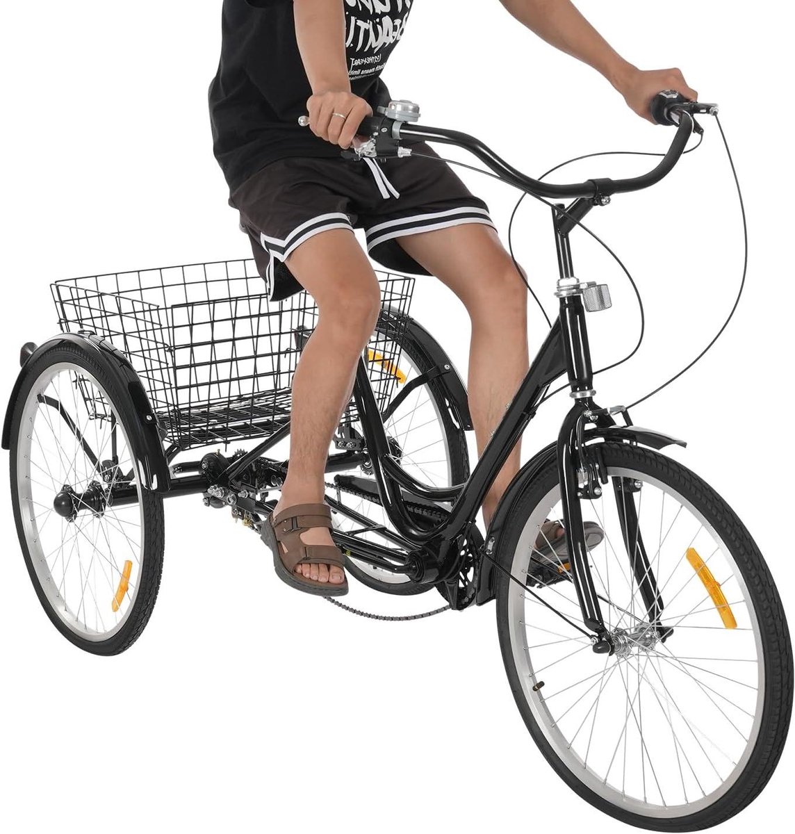Driewieler voor volwassenen - Comfortfiets - Boodschappen doen - 7 versnellingen - 24 inch - Zwart