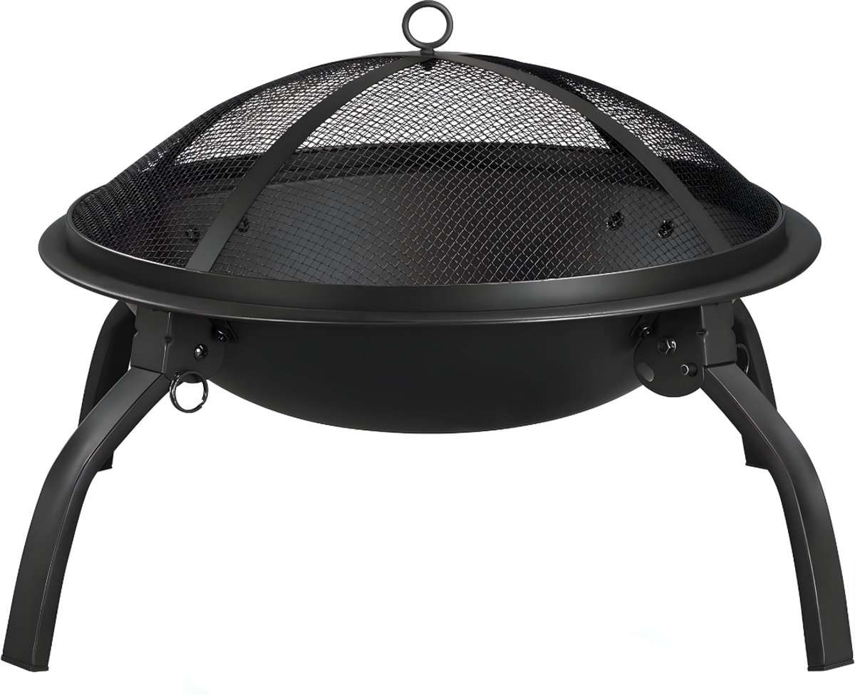 KIRA® Vuurkorf Voor Buiten - Vonkbescherming - Zak Voor Terraskabel Diameter 54 Cm Vuur - Zwart - 54cm x 54cm x 39cm