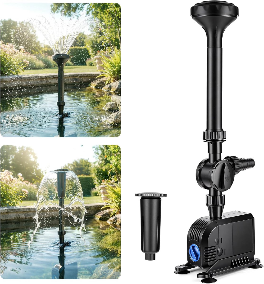 SnelShoppen - Fonteinpomp, Vijverpomp, Waterspeelpomp, 2500 l/u, 45 W, Voor Tuin, Camping, Feest, Betrouwbare Watercirculatie, Duurzaam en Krachtig