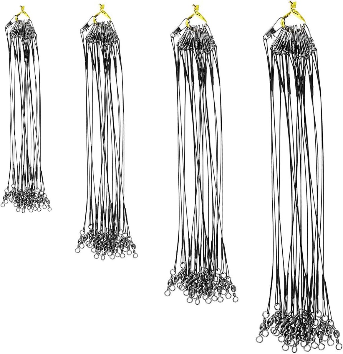 SnelShoppen - 80Pcs Vissnoer Leiders met Rolling Swivels - RVS Gevulde Traceerlijnen met Snap - 15/20/25/30cm voor Snoek, Weerstand tegen Visbijt