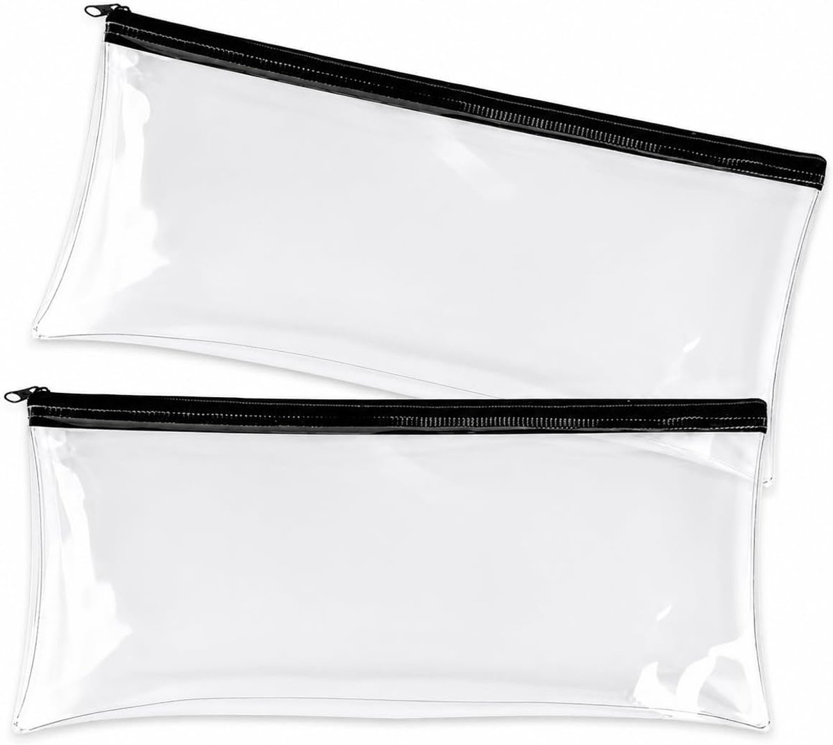 SnelShoppen - Pack van 2 Transparante Pennenmap PVC Grote Capaciteit School Stationery Organizer voor Kantoor, Jongens, Meisjes, Volwassenen (30cm)