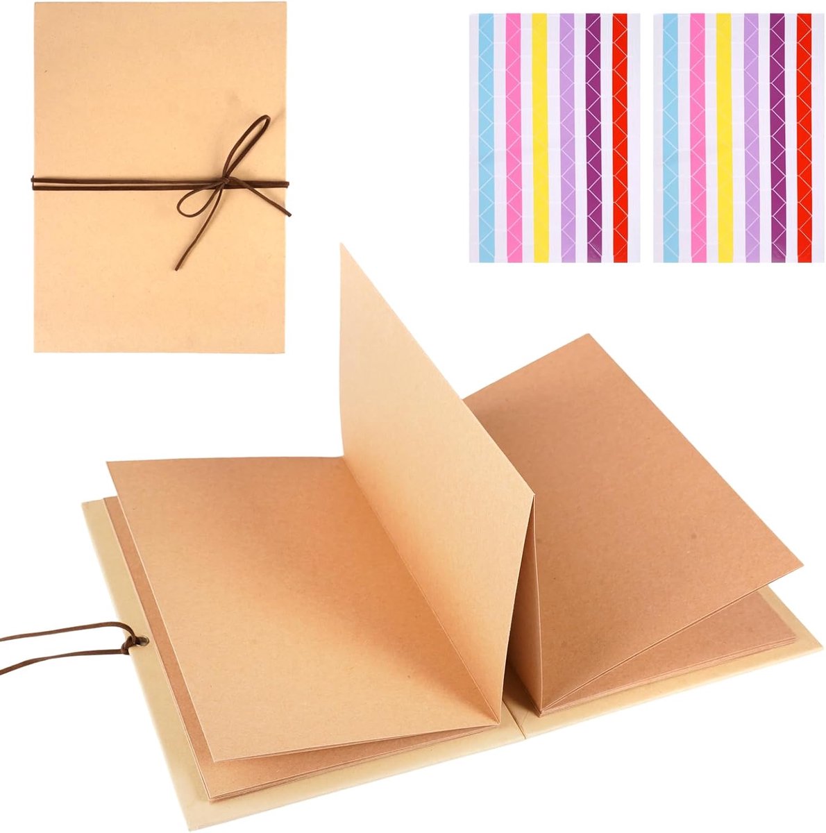 SnelShoppen - 2 Stuks Leporello Fotoalbum 21 x 15 cm Mini DIY Album met 18 Pagina's en Kleurrijke Hoekstickers voor Verjaardag, Afstuderen en Herinner