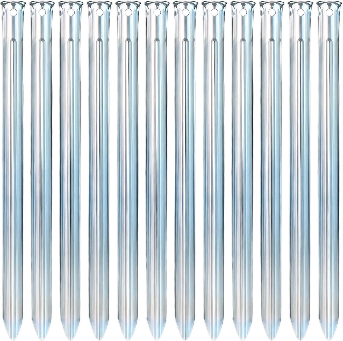 SnelShoppen - 12 Stuks Stalen Tent Haringen 30cm - Roestvrij, V-Profiel, Storm-Proof Grond Haringen voor Camping, Trampoline en Buitenactiviteiten
