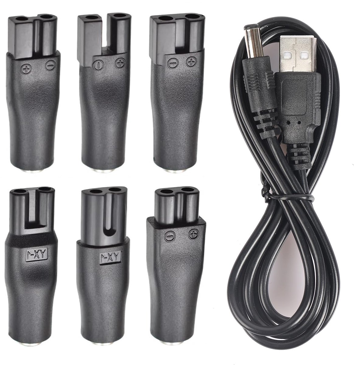 SnelShoppen - Universele Vervangbare 7-delige USB 5V Oplaadkabel voor Haartrimmers, Scheerapparaten, Schoonheidsinstrumenten, Desk Lamps en Meer